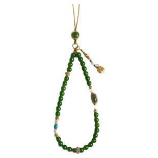 琼睿绿玉髓手机链挂绳挂件清新文艺机壳挂绳手腕款挂饰U盘包防丢绳吊坠包包吊坠新意高级感饰品女生礼物新款