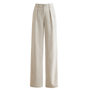 亚麻女裤2026春夏季新款垂感宽松高腰大码西装直筒棉麻休闲长裤子