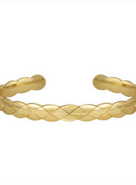 手镯铜镀金jennie同款编织纹开口