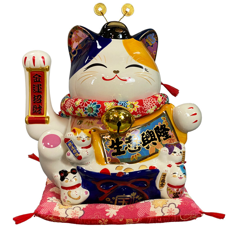 金石工坊生意兴隆招财猫右摇手