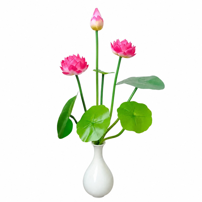 仿真荷花莲花佛堂供佛花工艺品清净雅致观音花佛台净水瓶假花摆件