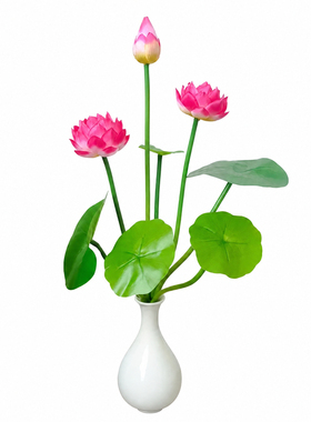 仿真荷花莲花佛堂供花佛花寺庙观音花佛台莲花净水瓶假花供品摆件