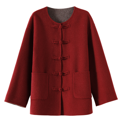 OSA欧莎国风新中式毛呢大衣