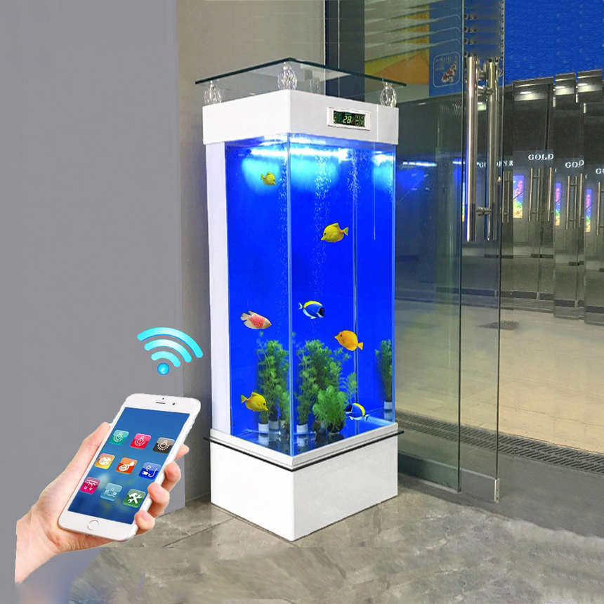 鱼缸客厅中小型长方形家用 过滤立式落地2023新款超白玻璃水族箱