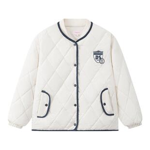 笛莎2025秋季新款女大童青少年初高中生学院风三防棒球领棉衣外套