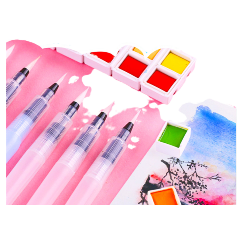 日本SAKURA樱花自来水笔套装灌水笔初学者软头大容量储水毛笔单支水彩笔颜料水粉笔美术丙烯画笔油画笔画笔刷