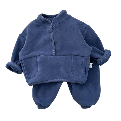 立领摇粒绒套装休闲冬季两件套