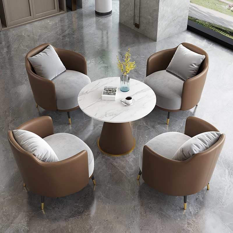 高端单人沙发茶几组合酒店售楼处接待洽谈桌椅套装办公沙发会客椅