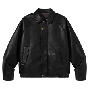 PSO Brand 男装女装AC风复古摇粒绒皮衣拉链飞行夹克外套男冬季潮