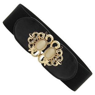 腰带女装饰宽配连衣裙简约百搭收腰西装外套时尚松紧腰饰黑色腰封