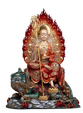 黄铜彩绘中式地藏王佛像摆件