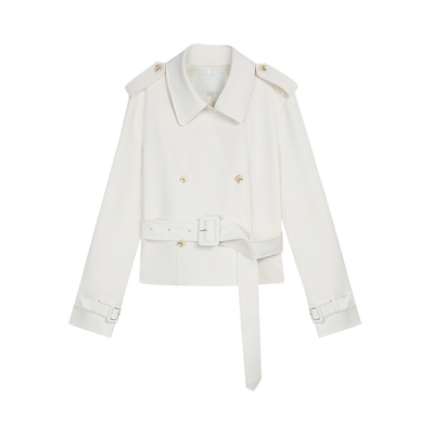 pusumede可拆腰带袖袢短款风衣