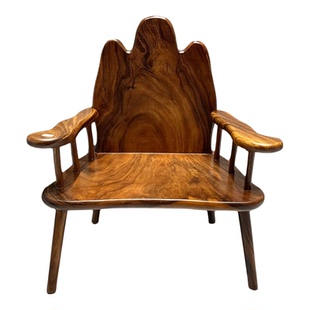 靠山椅南美胡桃木新中式实木椅子茶椅书椅主人椅原木茶桌椅官帽椅