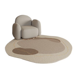 北欧圆形地毯高级感耐脏卧室书房衣帽间异形毛绒阳台椅子地垫定制