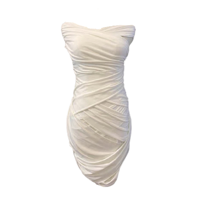 交叉绑带显瘦露肩性感包臀连衣裙