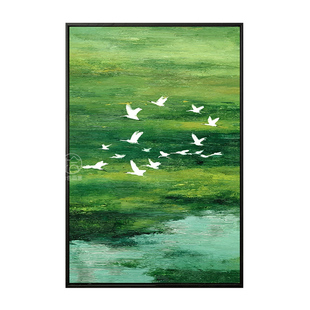 治愈系绿野风景数字油画diy填充涂色填色画手工绘高级客厅装饰画