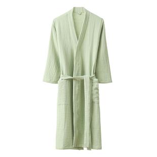 如奕三层纱布浴袍纯棉成人女吸水速干洗澡全棉浴衣男情侣睡衣睡袍