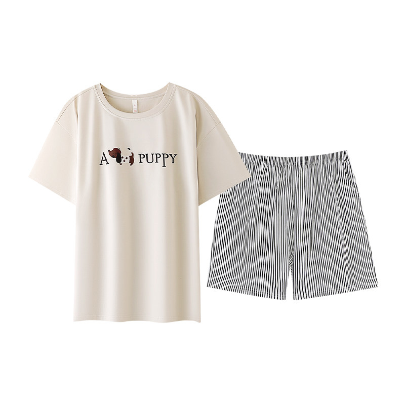 超舒服拉架棉家居服夏季A类薄款纯棉短袖圆领男女休闲可外穿睡衣
