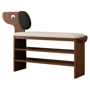 实木小狗换鞋凳家用入户门口穿鞋凳可爱创意鞋架进门可坐一体鞋柜