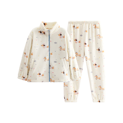 芬腾秋冬季珊瑚绒卡通款情侣睡衣