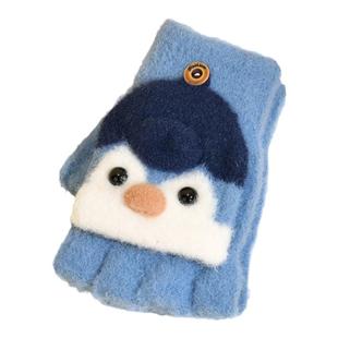 儿童手套冬季保暖半指翻盖五指套男童女童写字可爱卡通防寒小学生