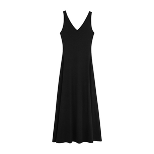 pusumede 【现货6折】V领收腰针织吊带连衣裙a字背心长裙