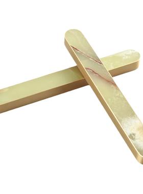 天下玉家 镶铜镇尺毛笔书法文房四宝镇纸镇压尺长形玉石摆件礼品