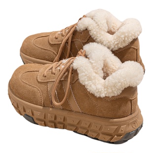低帮轮胎厚底雪地靴女2025新款冬季鞋子加绒加厚保暖鞋内增高棉鞋
