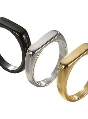 极简方形钛钢戒指男女潮流百搭