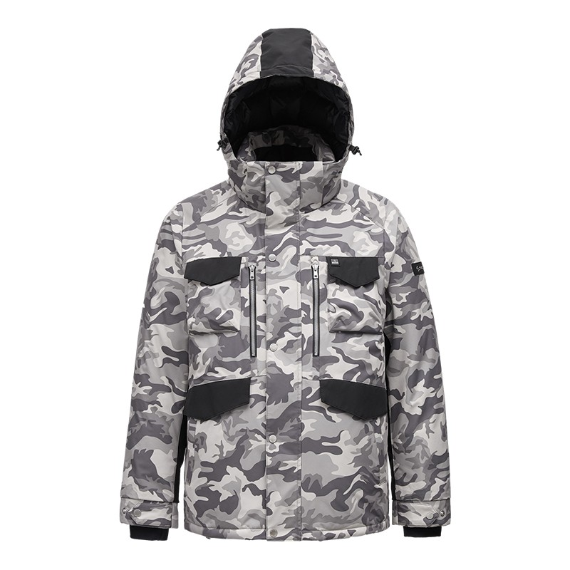 君羽户外鹅绒羽绒服男短款迷彩
