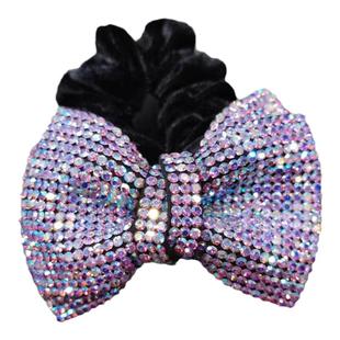 米龙原创设计轻奢闪烁极光水钻满钻皮料软底蝴蝶结面膜发圈皮筋