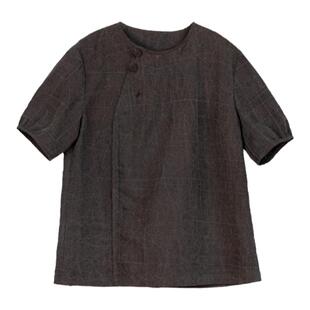 布小匠原创设计夏季新款桑蚕丝龟裂纹香云纱上衣国风复古真丝衬衫