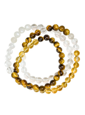 女生天然白水晶招财转运多圈手链