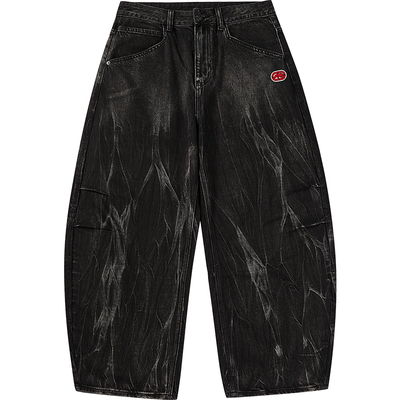 ecko红犀牛美式ins水波纹牛仔裤