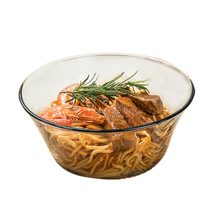 青苹果北欧茶色玻璃碗大号家用玻璃沙拉碗1只面碗甜品碗饭碗加厚