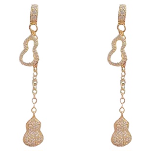 奥特莱斯折扣店撤柜清仓满钻18K金葫芦流苏耳环时尚轻奢耳饰女