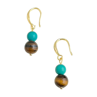 国风绿松虎眼石撞色耳环文艺气质禅意风耳饰新中式复古民族风耳坠