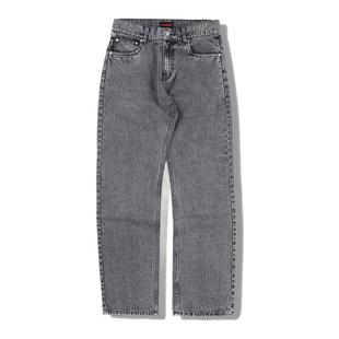 PLEASURES 高街纯色全棉复古风牛仔裤男酸洗做旧五袋直筒休闲长裤