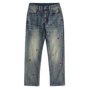 牛仔裤男款轻奢刺绣潮牌高端2026新款高级设计宽松直筒春季长裤子