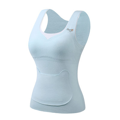 发育期保暖背心带胸垫羊毛蚕丝