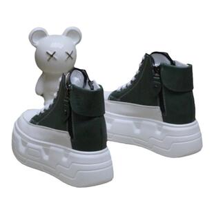 10厘米真皮小白鞋小个子内增高女鞋秋新款厚底8cm加绒休闲棉鞋冬