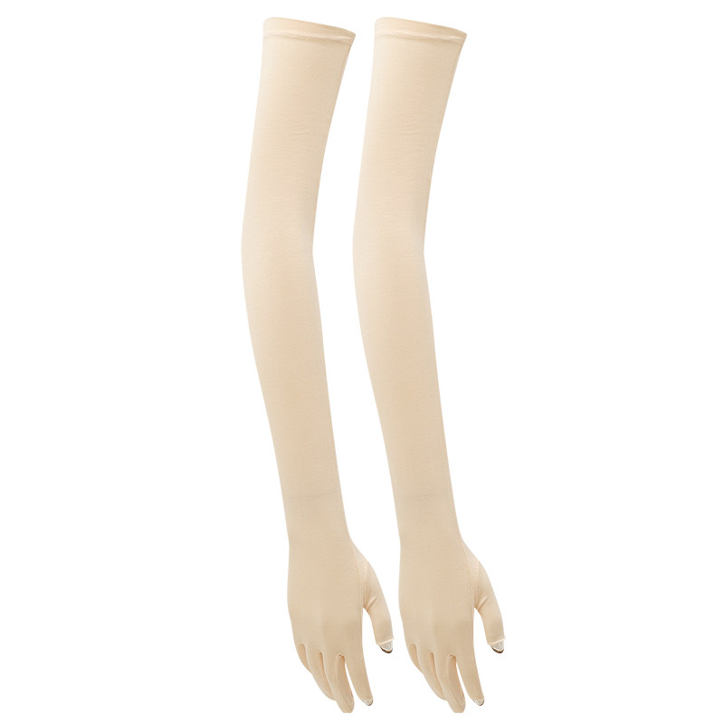 触屏防晒手套夏季全指骑车开车薄长款女士纯莫代尔棉半指手套袖套