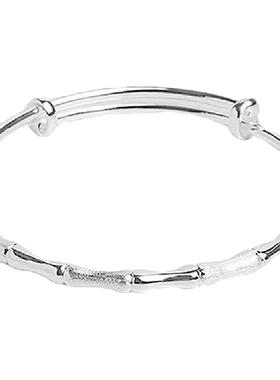 银手镯女9999纯银竹节高升足银