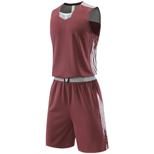 美式篮球服套装定制球队比赛训练服中大学生队服背心球衣S009酒红