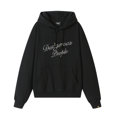 薛之谦dsp字母烫珠印花连帽卫衣