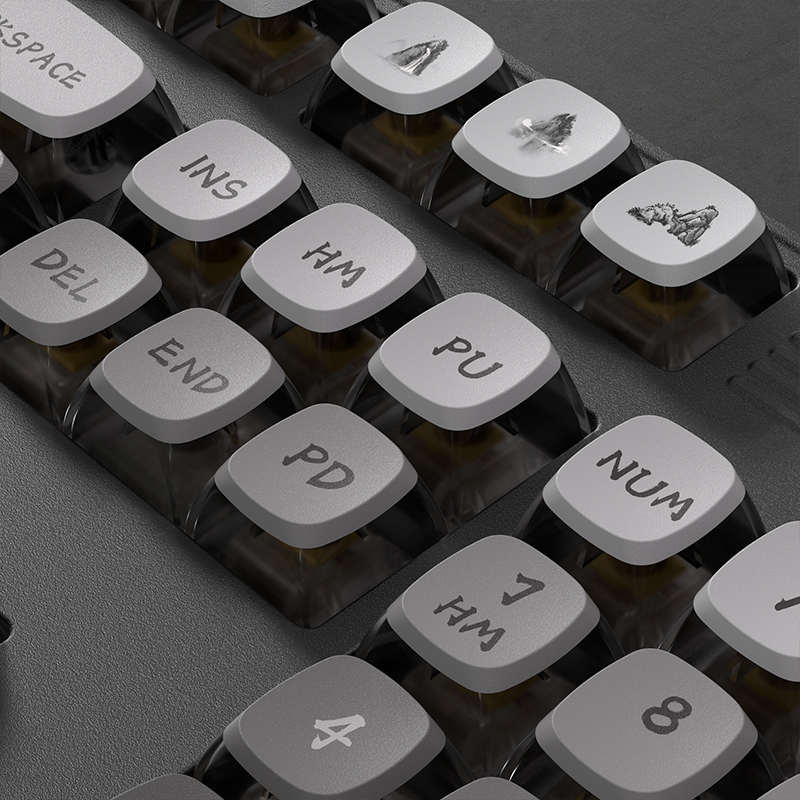 PIIFOX山水透明键帽XDA键帽PBT键帽双皮奶键帽热升华108键ASA键帽