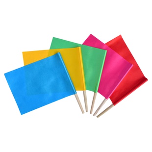 舞蹈早操小旗子道具 儿童幼儿园信号指令旗红小彩旗手摇木柄器械