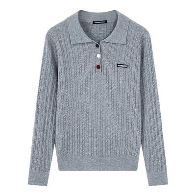 i.t GROUNDZERO圆领百搭深灰色毛衣长袖针织衫上衣女