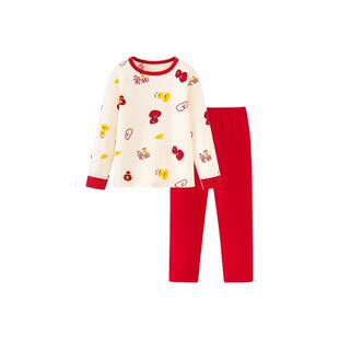 【新年红款】迷你巴拉儿童内衣套装男女童宝宝秋衣秋裤家居睡衣春
