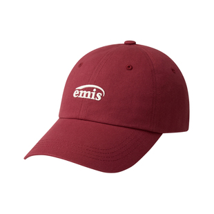 韩国正品emis帽子男女经典小标棒球帽红色2025新款大头围韩系软顶